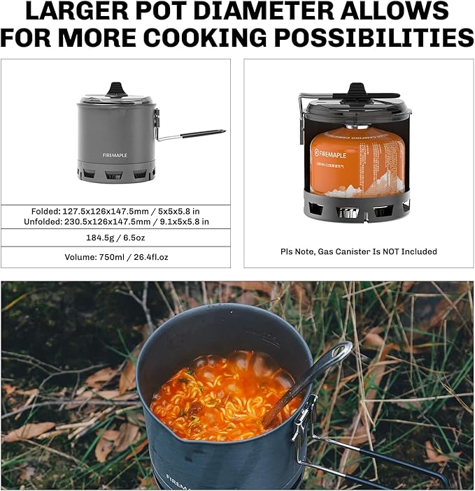 Fire-Maple Petrel Ultralight Pot- High Efficiency Aluminum Camping and Backpacking Pot with Heat-Proof Handle, Portable and Compact