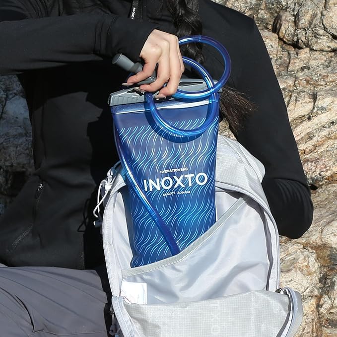 INOXTO 1.5L/2L/3L Hydration Bladder, Water Bladder with Water Reservoir Hose Insulator & High Flow Bite Valve for Hiking Backpack, Leak Proof 1.5/2L/3L Water Reservoir for Camping Cycling Running