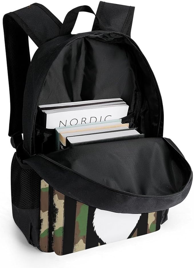 Lightweight Rucksack for Sports Travel Running, Big Capacity Multipurpose Anti-Theft Bookbag, Camouflage American Flag Hunting Deer Camo Travel and Sport Backpack Rucksack