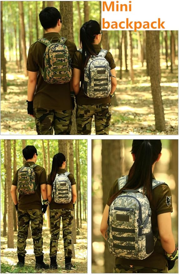 HUNTVP 10L Tactical Backpack Small Backpack Mini Daypack Military MOLLE Rucksack Gear Tactical Assault Pack Bag for Hunting Camping Trekking(10L-Desert Camouflage)
