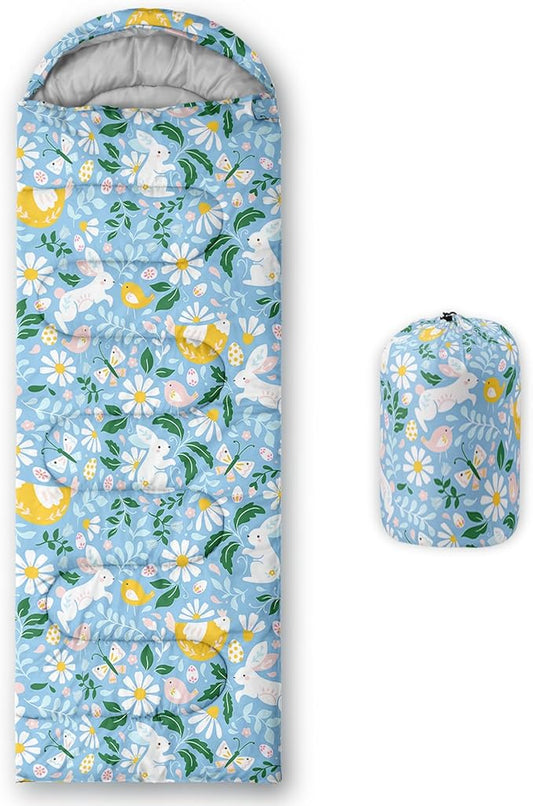 AILONEN Girls Pink Camping Sleeping Bags,Lightweight & Waterproof,3 Season Warm & Cool Weather,Cute Bow Duck Print Sleeping Bags for Kids,Girls,Adults Travelling,Outdoors