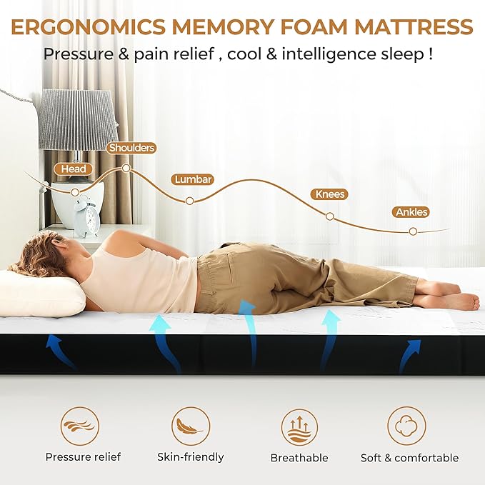 4 Inch Trifold Mattress, Single Size Foldable Memory Foam Mattress with Viscose Derived from Bamboo Washable Cover, Portable Folding Mattress Topper for Camping, Guest, RV, Ventilated