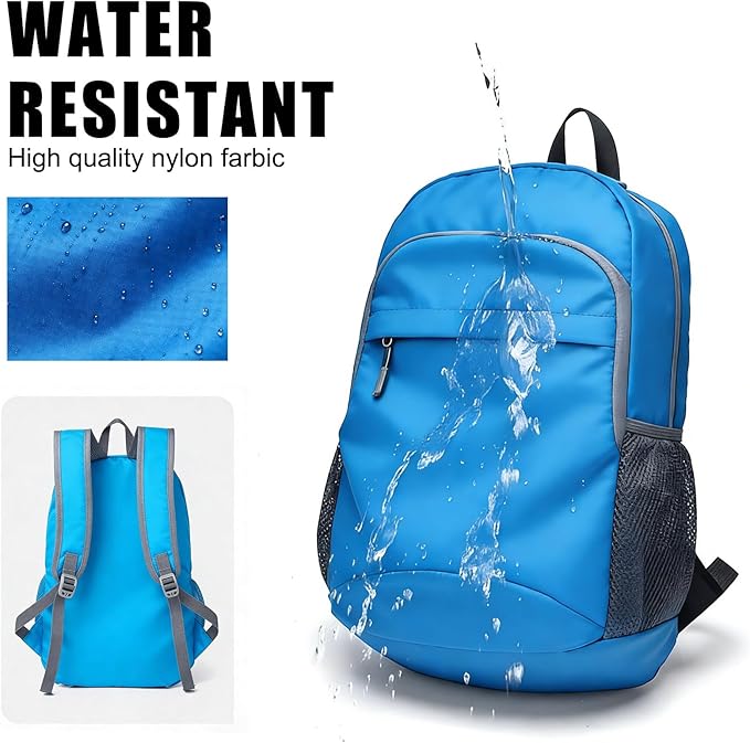 Lightweight Packable 20L Hiking Backpack Foldable Small Camping Pack for Men Women Outdoor Travel Waterproof Daypack Shoulder Bag Blue