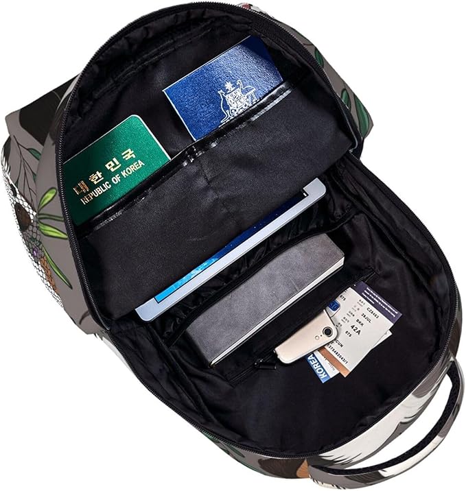 Daypack Lightweight Multipurpose Anti-Theft Boxer Dogs And Flower Shoulder Bag Large Capacity Laptop Book Bag Rucksack With Adjustable Shoulder Straps