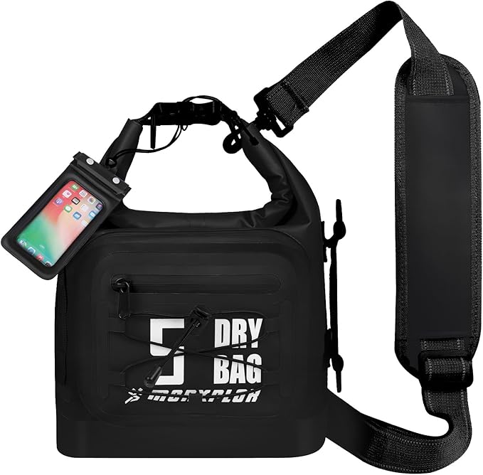 Dry Bag Waterproof,5L/10L/20L/30L Roll Top Dry Bag Backpack with WaterProof Phone Case for Swim,Kayak(Black 5L)