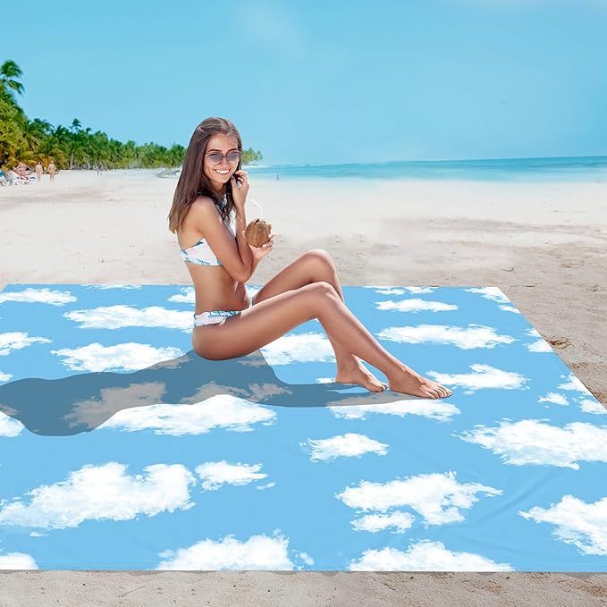 Beach Blanket, 78''×86'' Waterproof Sandproof Beach Mat Lightweight Outdoor Picnic Blanket for Travel, Camping, Hiking
