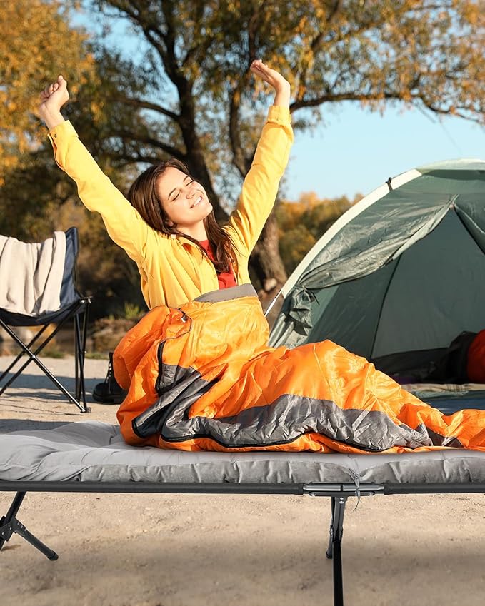 Sportneer Cot Mattress: 1.5-2" Thick Soft Camping Cot Mattress Pad - 75"x28" Folding Cot Topper with Fix Straps for Single Bed, Camp Cot, RV Bunk - Comfortable & Portable