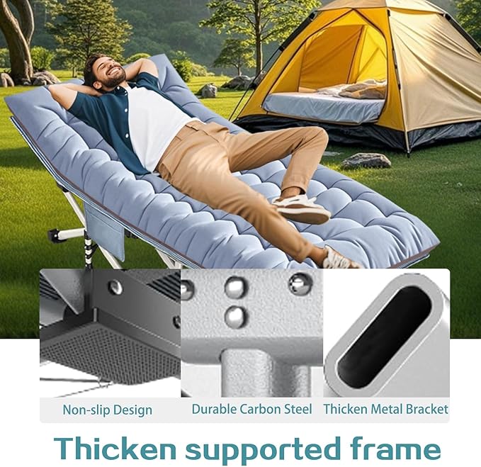 XXL Camping Cots 2 Pack Extra Large Sleeping cots with Comfortable Mattress Oversize Camping Bed for Adults Cots Include Carry Bag for Adults Portable Cot Easy to Set Up Indoor Outdoor Office Nap