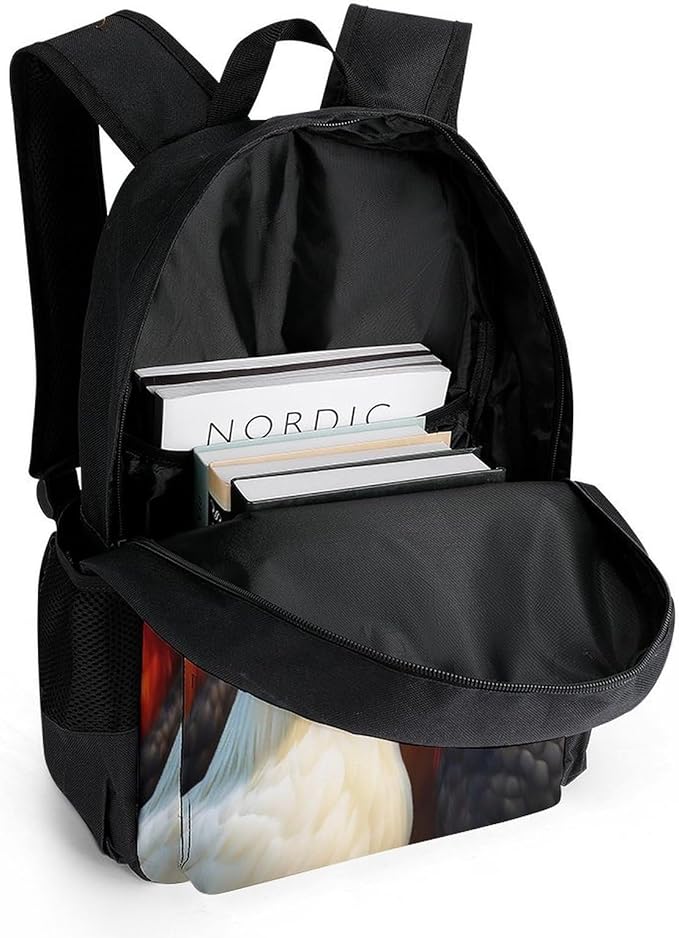 Supdreamc Polyester Daypack for Camping Travel Walking Cycling, Big Capacity Anti-Theft Multipurpose Bookbag, Roosters Animals Funny Chicken Camping Outdoor Backpack