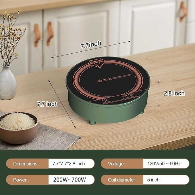 Mini Induction Cooktop, Small Burner 700W/120V Mini Hot Plate Electric Stove Cookter for Traveling Camping small kitchen spaces Small Induction Cooktop for Coffee,Tea & Milk