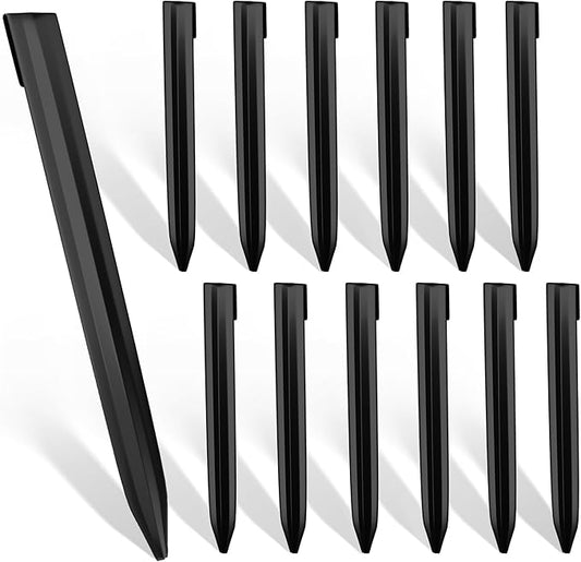 Worth Landscape Edging Stakes, 13Pcs 12Inch Corrugated Metal Garden Stakes Galvanized Steel Bender Board Anchoring Spikes, Black