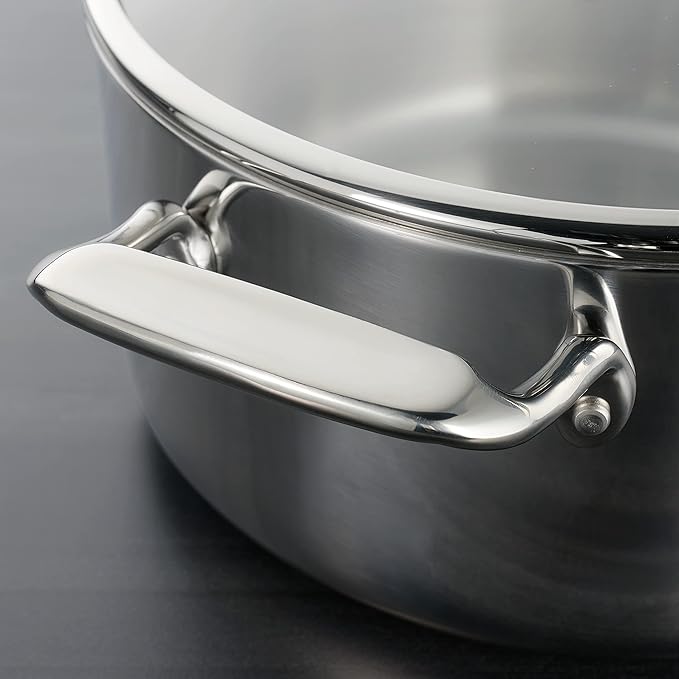 Tramontina Tri-Ply Clad Stainless Steel 6-Quart Saute Pan with Glass Lid, Induction-Ready Cooking Pan, Dishwasher-Safe, NSF-Certified, Made in Brazil