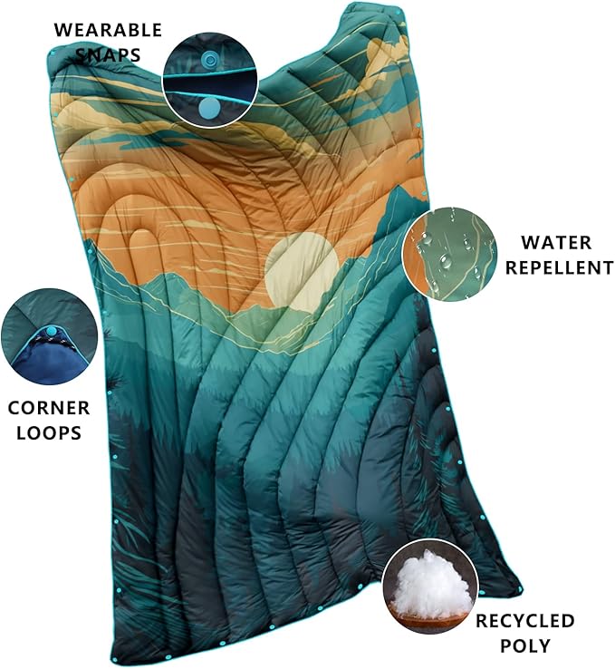 Camping Blanket,Puffy Printed Camp Blankets Lightweight Packable for Outdoor Camping,Traveling, Stadium, Hiking, Picnics