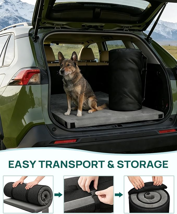 3 Inch Dual-Sided Memory Foam Camping Mattress, Waterproof Camping Sleeping Pad with Portable Pillow & Carry Bag, Roll Up Cot Mattress Mat for Guest Bed/Car/Tent