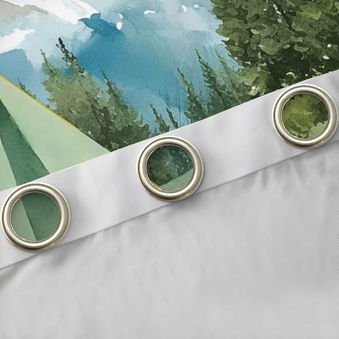 Feelyou Cartoon Camping Camper Curtains for Bedroom Living Room Cute Tent Bear Blackout Shades Mountain Adventure Room Darkening Curtain Window Treatments, 2 Panels 42 x 90 Inch Decor
