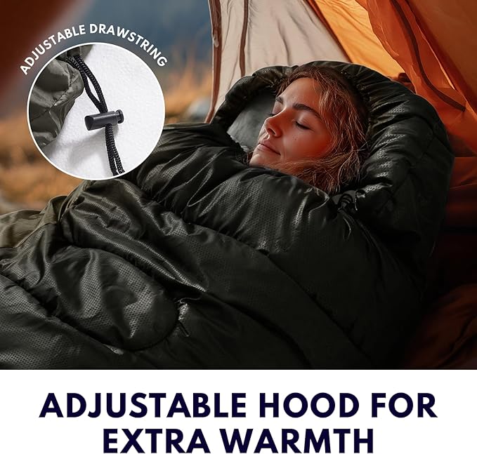 0 Degree XXL Sleeping Bags for Adults Cold Weather,Camping Sleeping Bag with Compression Sack for Winter Hiking, Hunting,Traveling