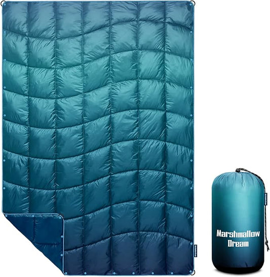 Camping Blanket, Packable Puffy Blanket Down Alternative Blanket Lightweight Windproof Water Resistant for Outdoors,Hiking, Backpacking,Beach,Car,Picnic,Stadium 52x75in