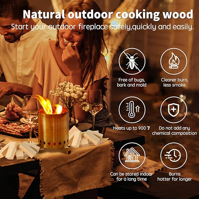 Mini Fire Sticks Wood with 10pcs Fire Color Changing Packets,5" Lengths Kiln Dried Pine Small Firewood&Magic Colorful Flames Pack Great for Tabletop Firepits,Pizza Oven,Camping Essentials