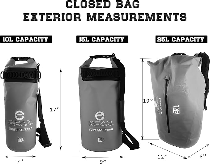 Enthusiast Gear Insulated Dry Bag Floating Cooler – 10L / 15L / 25L Roll Top, Leak Proof, Waterproof, Collapsible, with Padded Shoulder Strap - Perfect for Kayaking Fishing Beach