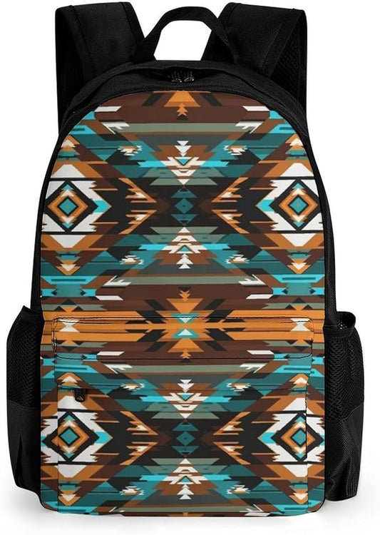 Lightweight Rucksacks for Climbing Outdoors Walking Cycling, Large Capacity Anti-Theft Multipurpose Carry On Bag, Ethnic Tribal Navajo Aztec Camping Outdoor Backpack