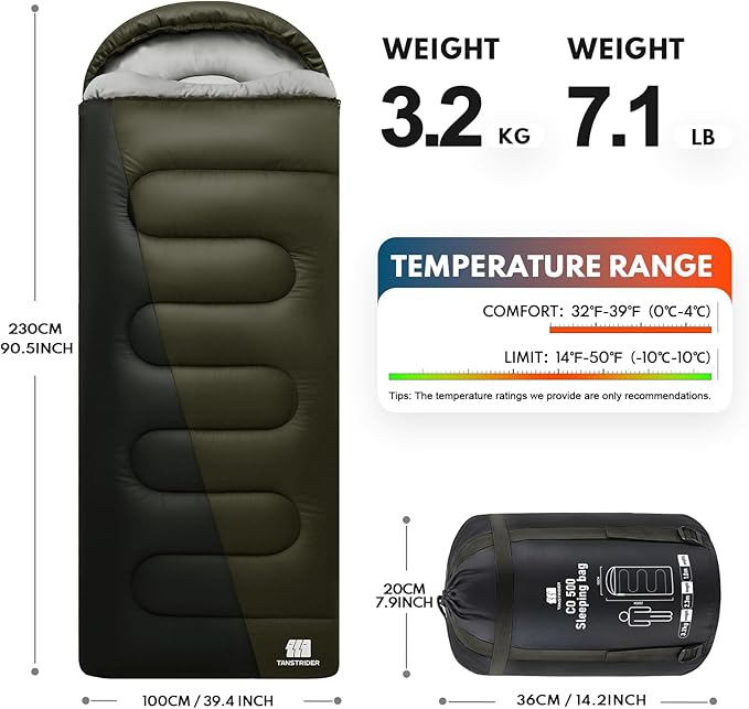20°F XXL Sleeping Bags for Adults Cold Weather,Camping Sleeping Bag with Compression Sack for Winter Hiking, Hunting,Traveling