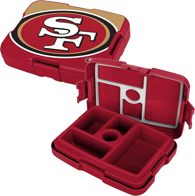 FOCO NFL Unisex-Adult Officially Licensed 2-Tone Big Logo Team Color Football Leak Proof 5 Compartment Bento Lunch Box - San Francisco 49ers