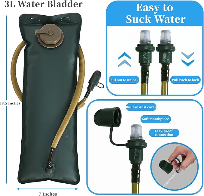 Tactical Hydration Backpack,tactifans Water Backpack with 3L Water Bladder,Tactical Molle Hydration Pack for Men Women,Hydration Pack Backpack for Hiking,Running,Hunting,Biking