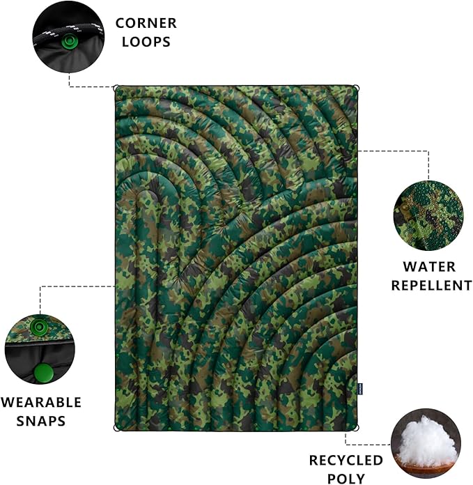 Camping Blanket,Lightweight Puffy Printed Camping Blanket Packable Outdoor Blanket for Camping,Traveling, Stadium, Hiking, Picnics