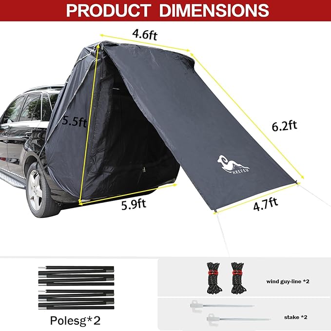2025 New SUV Tailgate Tent with Poles Waterproof Windproof, Car Camping Accessories Awnings & Shelters, for Medium to Large Size SUV/Van/MPV/CUV (Large)