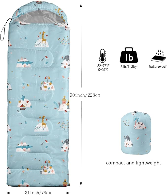 Kids Sleeping Bag for Boys and Girls,Monster Alien Print-Lightweight Warm Portable Outdoor Indoor-Waterproof Cold Weather Resistant Sleeping Bag for Camping Hiking