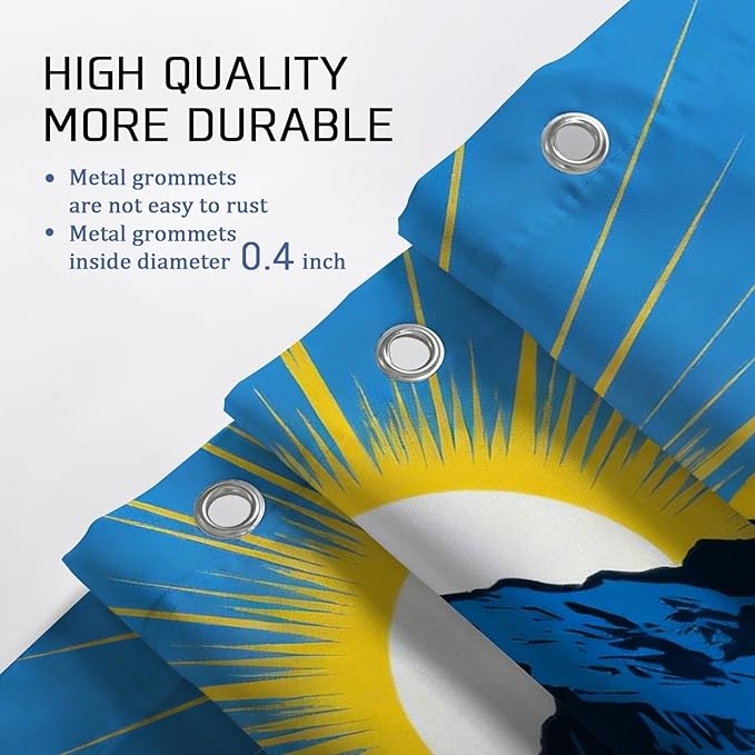 Mountain Stall Shower Curtain, Nature Outdoor Tent Campfire Summer Blue Waterproof Fabric Clawfoot Tub Shower Curtains for Bathroom Toile Guest Room Decor 36x72 Inch