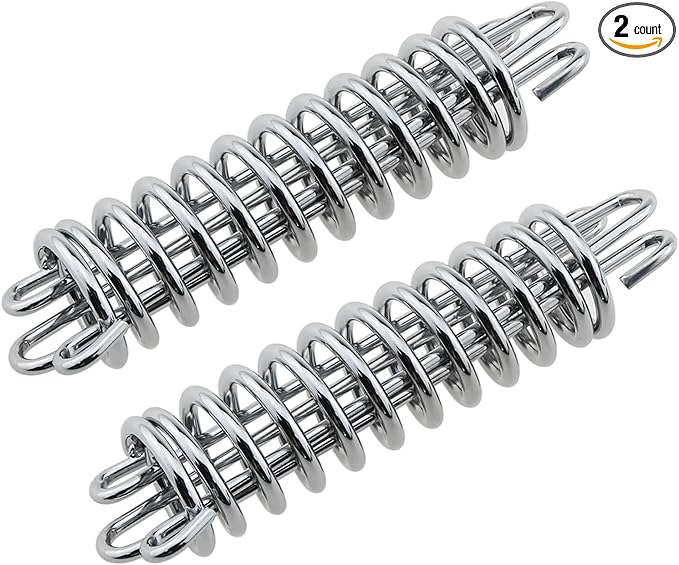 heyous 2PCS Silver Tent Wind Spring Wind Rope Buckle Outdoor Camping High Strength Steel Rope Buckle Tent Fixed Buckle Spring Hook Buckle