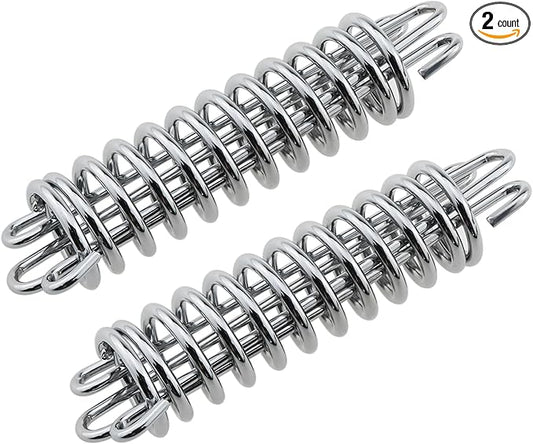 heyous 2PCS Silver Tent Wind Spring Wind Rope Buckle Outdoor Camping High Strength Steel Rope Buckle Tent Fixed Buckle Spring Hook Buckle