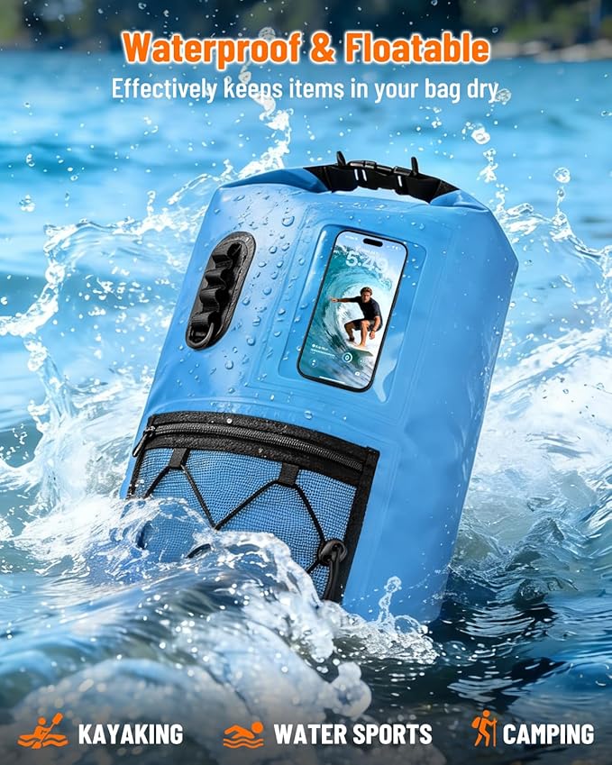 Waterproof Dry Bag, 20L/30L Roll Top Waterproof Backpack with Waterproof Phone Case, Heavy Duty Storage Bag for Women Men, for Travel, Kayaking, Boating, Rafting, Camping, Hiking & Beach