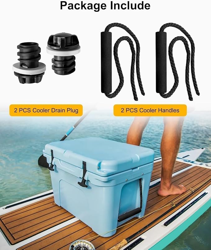 2 PCS Small Cooler Drain Plugs and 2 PCS Cooler Handles Compatible with YETI RTIC Coolers