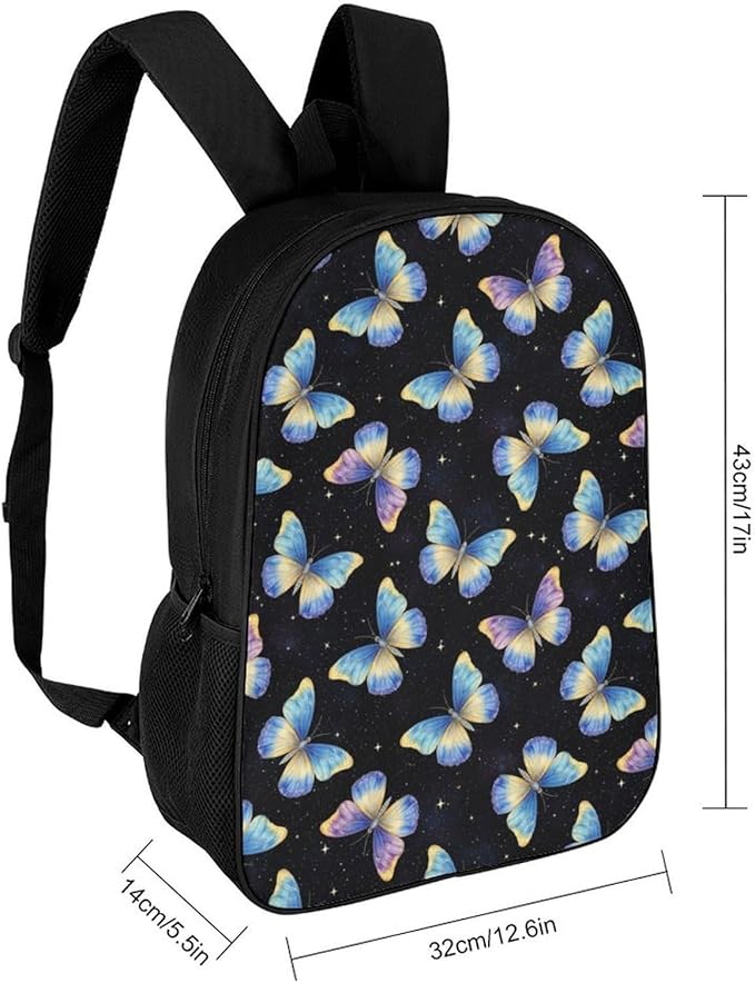 Shoulder BookBags Pueple Blue Butterfly Sports Outdoor Running, Camping Backpack Men Women