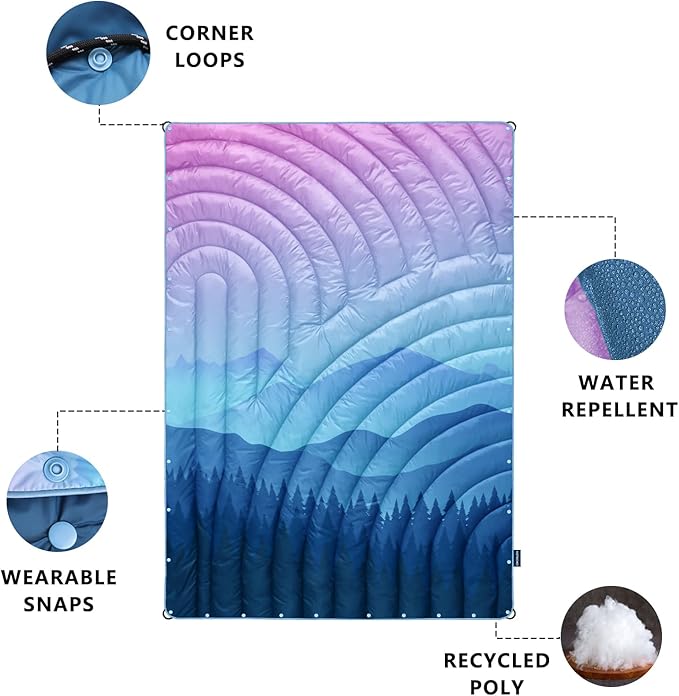 Camping Blanket,Lightweight Down Alternative Puffy Blanket Packable Outdoor Blanket for Camping,Traveling, Stadium, Hiking, Picnics