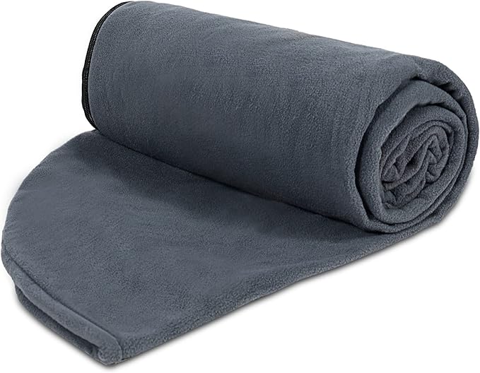 REDCAMP Mummy Fleece Sleeping Bag Liner with Hood, Great for Adult Warm or Cold Weather, 90" Long Full Sized Zipper Camping Blanket for Outdoor, Grey