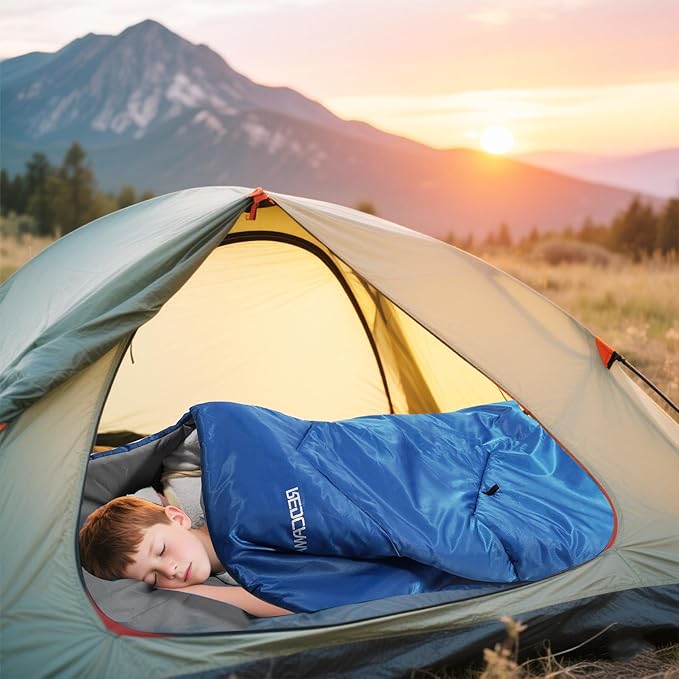 REDCAMP Kids Sleeping Bag for Boys Girls & Teens, 3 Season Cold Weather Sleeping Bag for Backpacking Camping Hiking, Blue