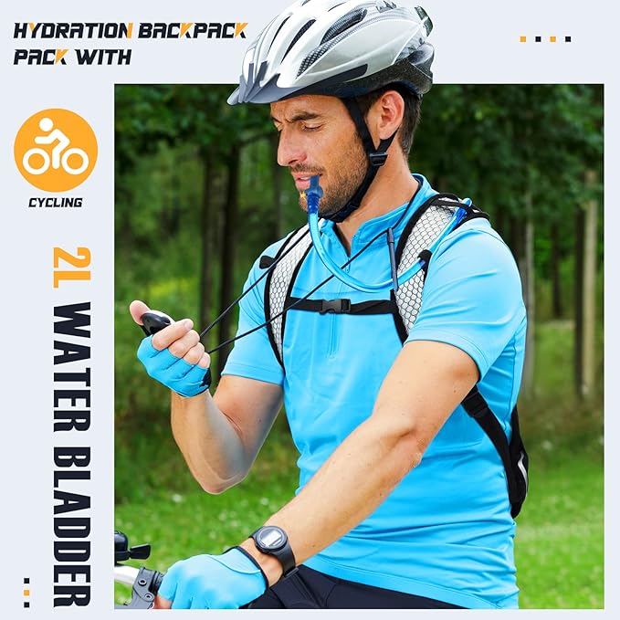 Weewooday 4 Pack Hydration Backpack Pack with 2l Water Bladder Hiking Lightweight Water Backpack Bulk with Hydration Bladder Running Cycling Biking Camping Music Festival Outdoor for Men and Women
