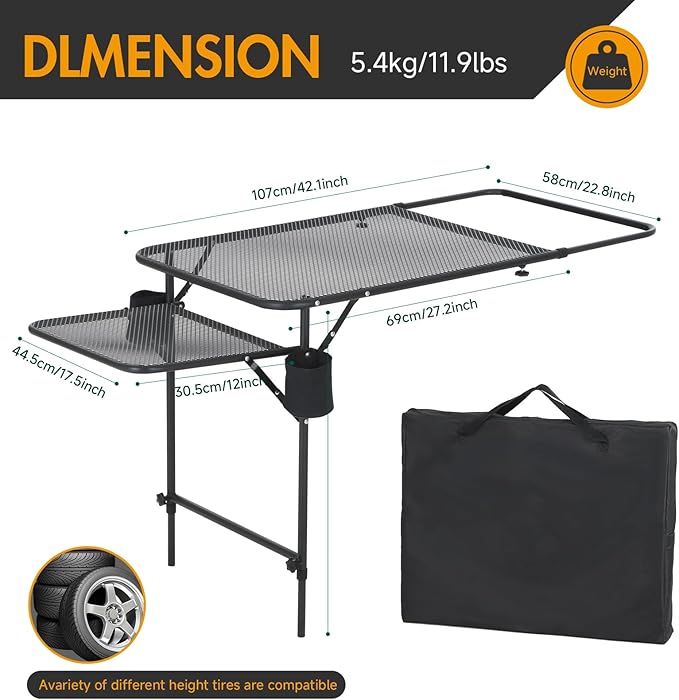 CDEN Tailgate Table, Car Desk, Tailgate Table, Car Camping, Camping Tables, Vehicle Tables, Adjustable Height, Lightweight