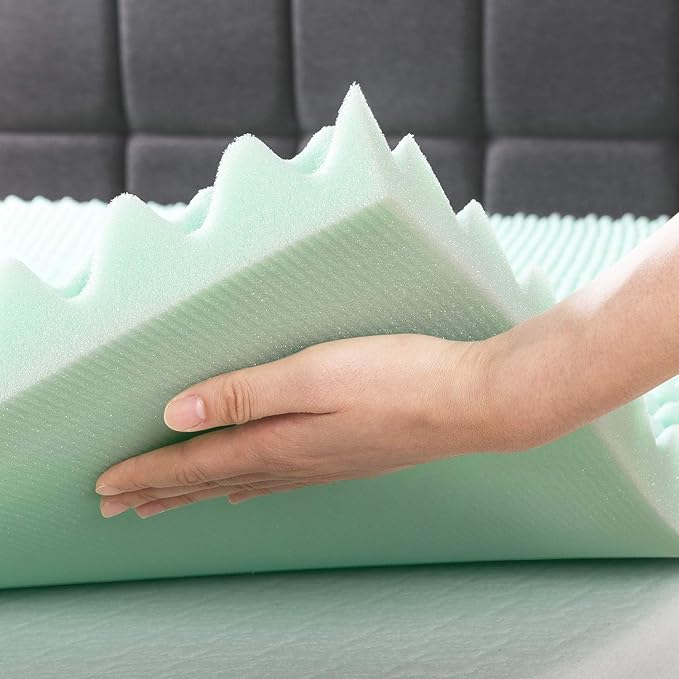 Best Price Mattress 2 Inch Egg Crate Memory Foam Mattress Topper with Calming Aloe Infusion, CertiPUR-US Certified, Twin