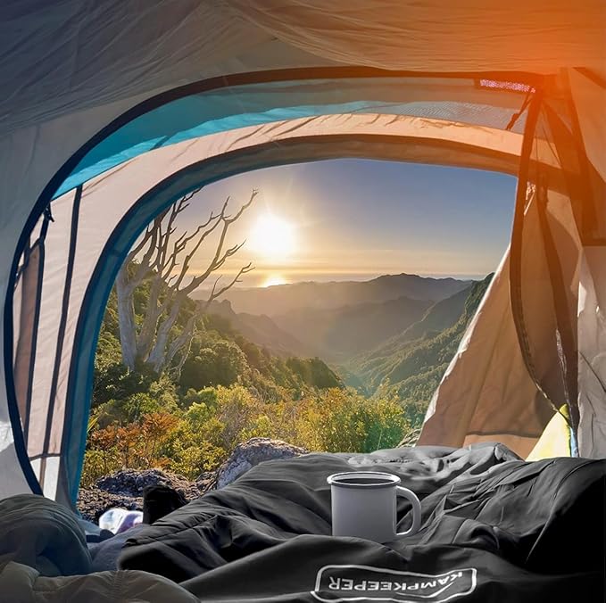 KAMPKEEPER Mummy Sleeping Bag for Adults,3-4 Seasons Cold Weather,Waterproof,Lightweight,Non-Snag Zipper with Adjustable Hood Perfect for Backpacking, Hiking,Camping