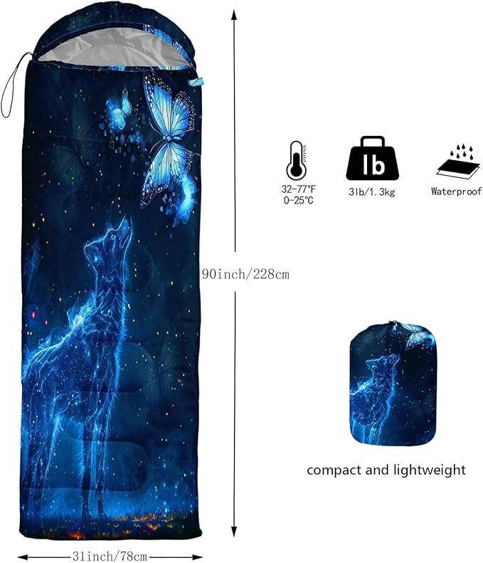AILONEN Boys Sleeping Bag for Camping,Nautical Anchor,Lightweight & Waterproof,3 Season Warm & Cool Weather,Navy Blue Sleeping Bags for Kids Men Travelling,Outdoors