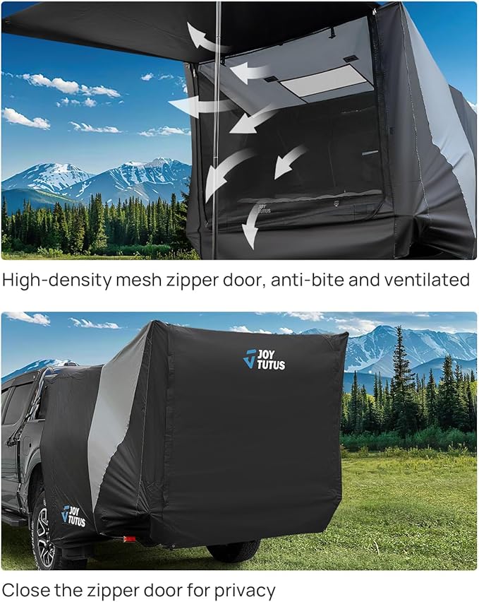 JOYTUTUS Truck Tent with Awning, Truck Bed Tailgate Tent Pickup Camping Tent Canopy (Only Fits Full-Size Truck with Soft Topper or Camper Shell)