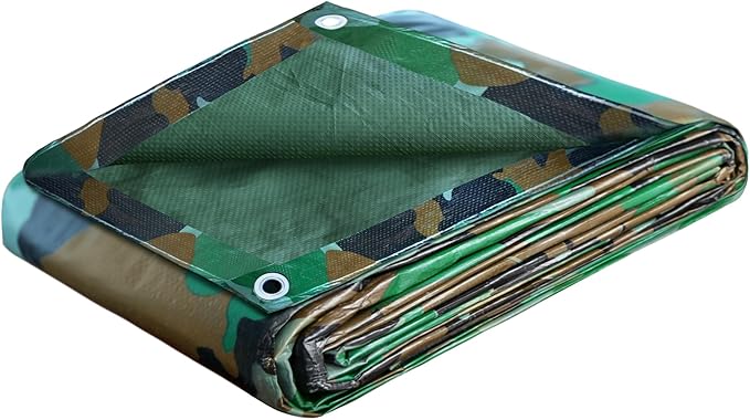 STARPYNG-7 Mil Camouflage 12x12 Feet Tarp-Multifunctional Camo Waterproof Tarpaulin-Waterproof, UV Resistant, Rip and Tear Resistant, Poly Tarpaulin with Reinforced Edges for Cover