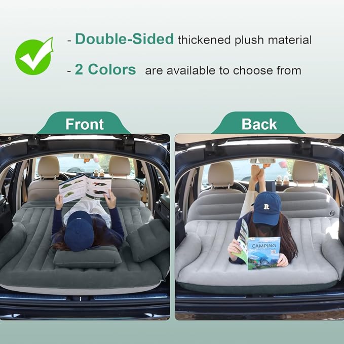 SUV Air Mattress with Double-Sided-Thick Flocked/with The Most Complete Sleeping Accessories/Car Mattress with Pump & Built-in Pillow/Car Air Mattress for Auto Camping,Road Trip