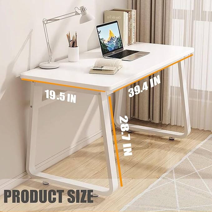 Computer Desk Modern Simple Style Desk for Home Office, 39.3 inch White Small Writing Table Study Corner Work Desk for Bedroom