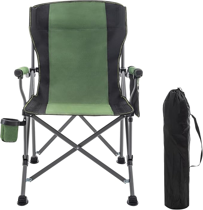 Fishing Chair Camping Chairs Foldable Lawn Beach Portable Campact Chair with Side Pockets and Cup Holder for Adults