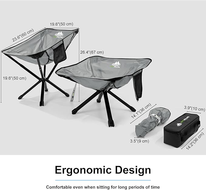 Camping Chairs for Adults, Supports 600 Lbs Lightweight Folding Camping Chair, Collapses to Size of Water Bottle Portable Camping Chair for Outdoor, Beach, Lawn, Travel, Picnics
